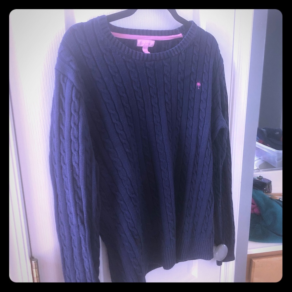 LILLY PULITZER Navy Blue Cable Knit Sweater